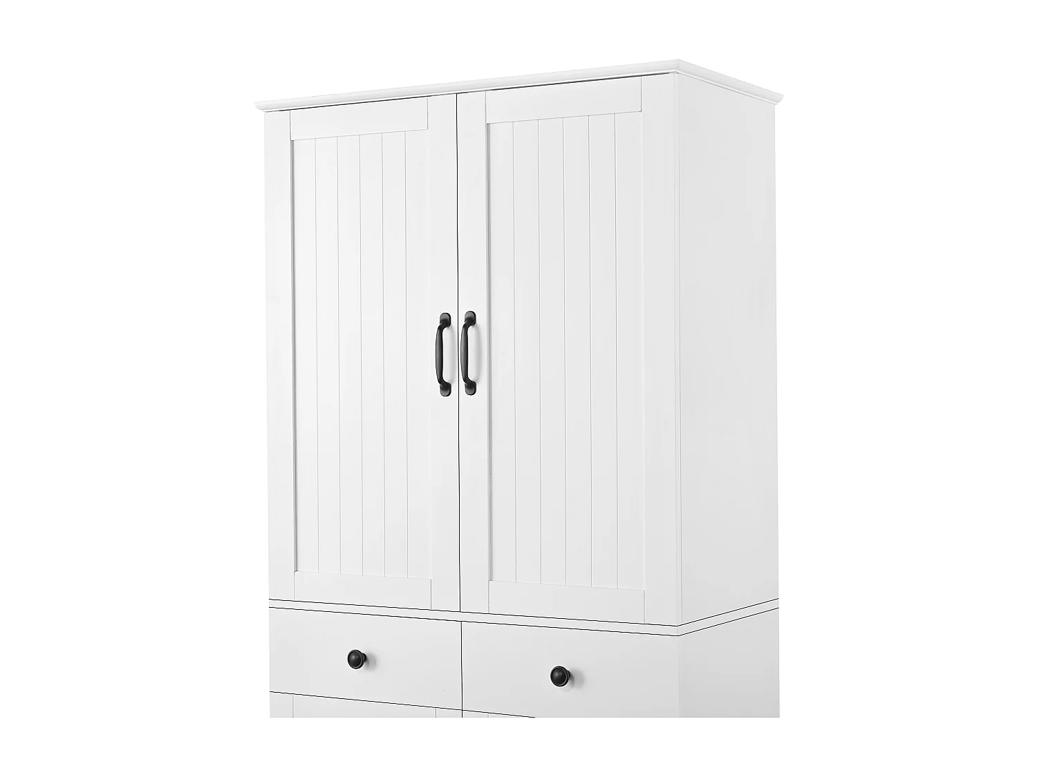 Buffet haut de cuisine moderne - 77 x 40 x 181 cm - avec étagères + tiroirs + 4 portes - MDF - blanc