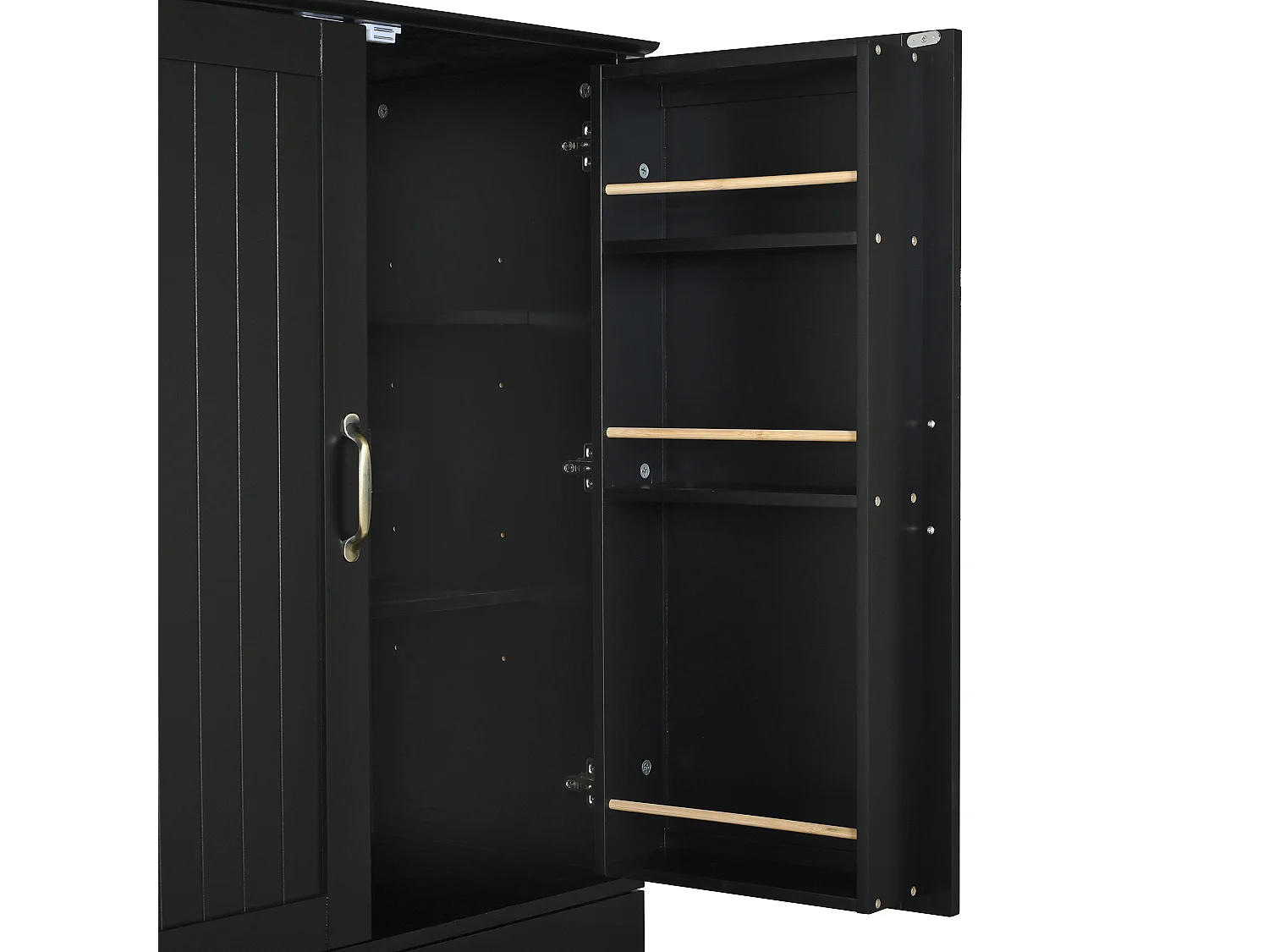 Buffet haut de cuisine moderne - 77 x 40 x 181 cm - avec étagères + tiroirs + 4 portes - MDF - noir