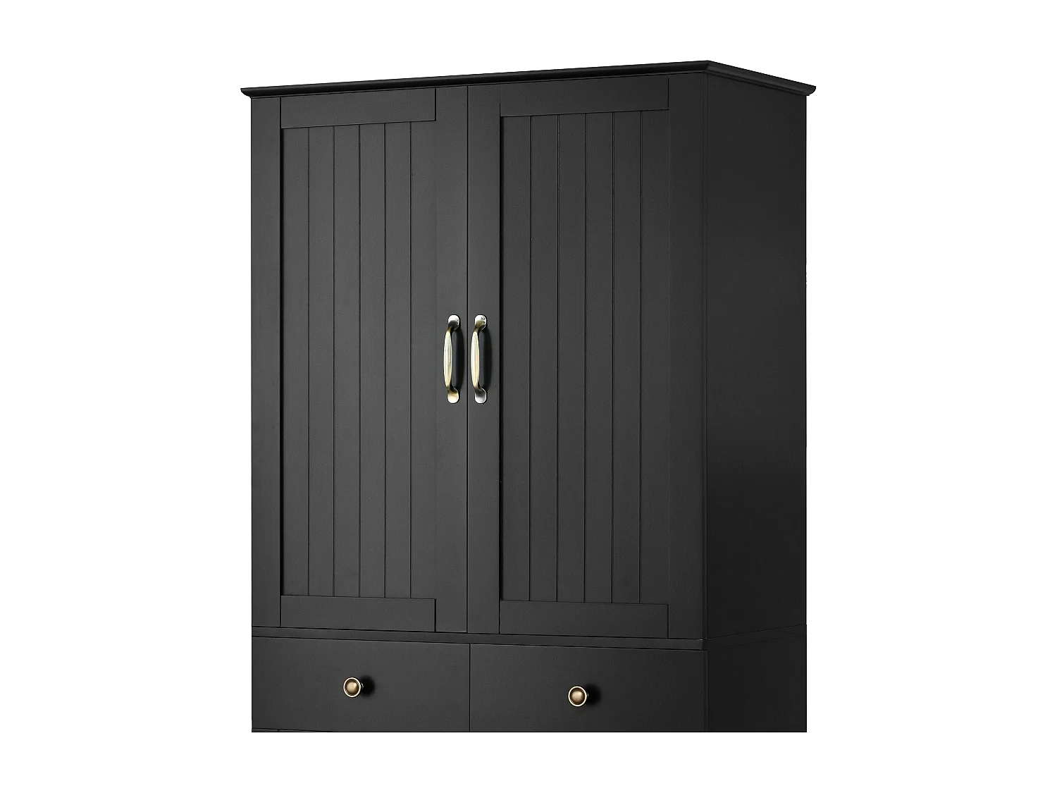 Buffet haut de cuisine moderne - 77 x 40 x 181 cm - avec étagères + tiroirs + 4 portes - MDF - noir