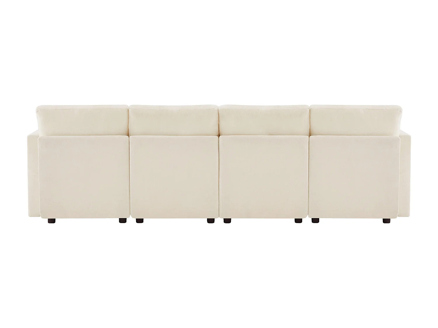 Ensemble canapé 6 places - 284 x 156.5 x 86 cm - avec 2 poufs + accoudoirs réglables + 4 coussins + 2 appuie-têtes - velours - beige
