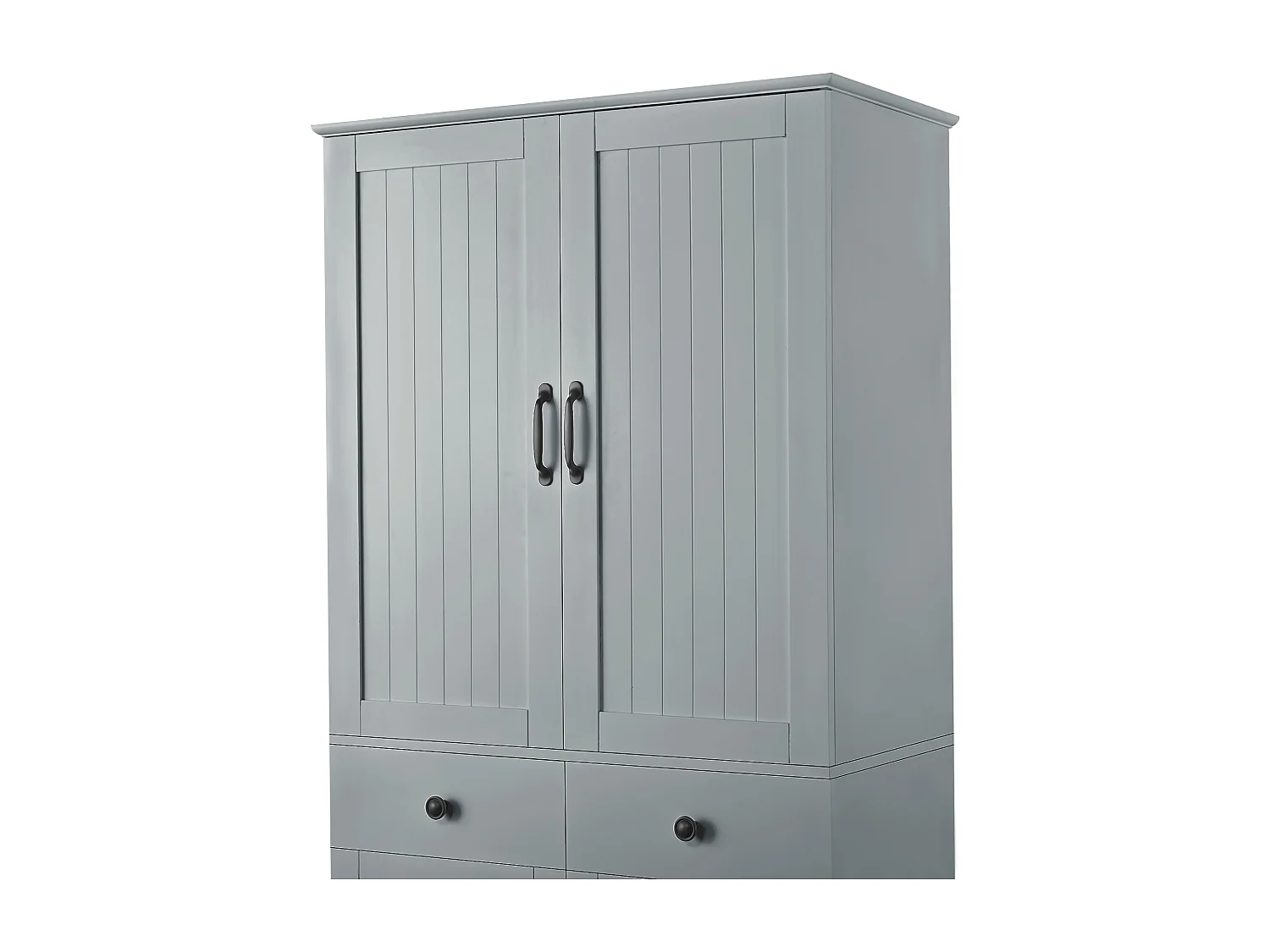 Buffet haut de cuisine moderne - 77 x 40 x 181 cm - avec étagères + tiroirs + 4 portes - MDF - gris