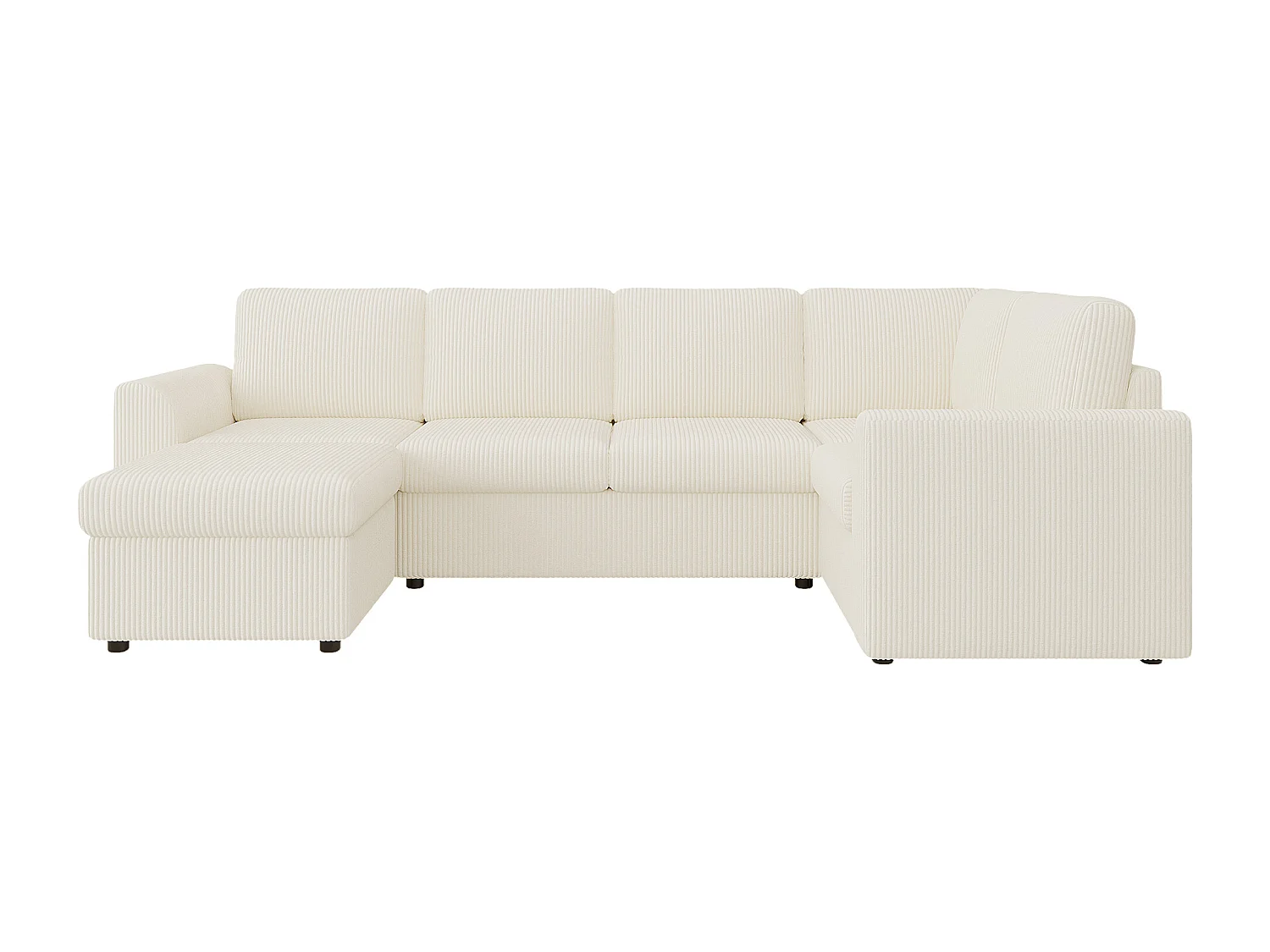 Ensemble Canapé d'angle - 160 x 40 x 82 cm - avec accoudoirs + 1 tabouret mobile de rangment - chenille - beige