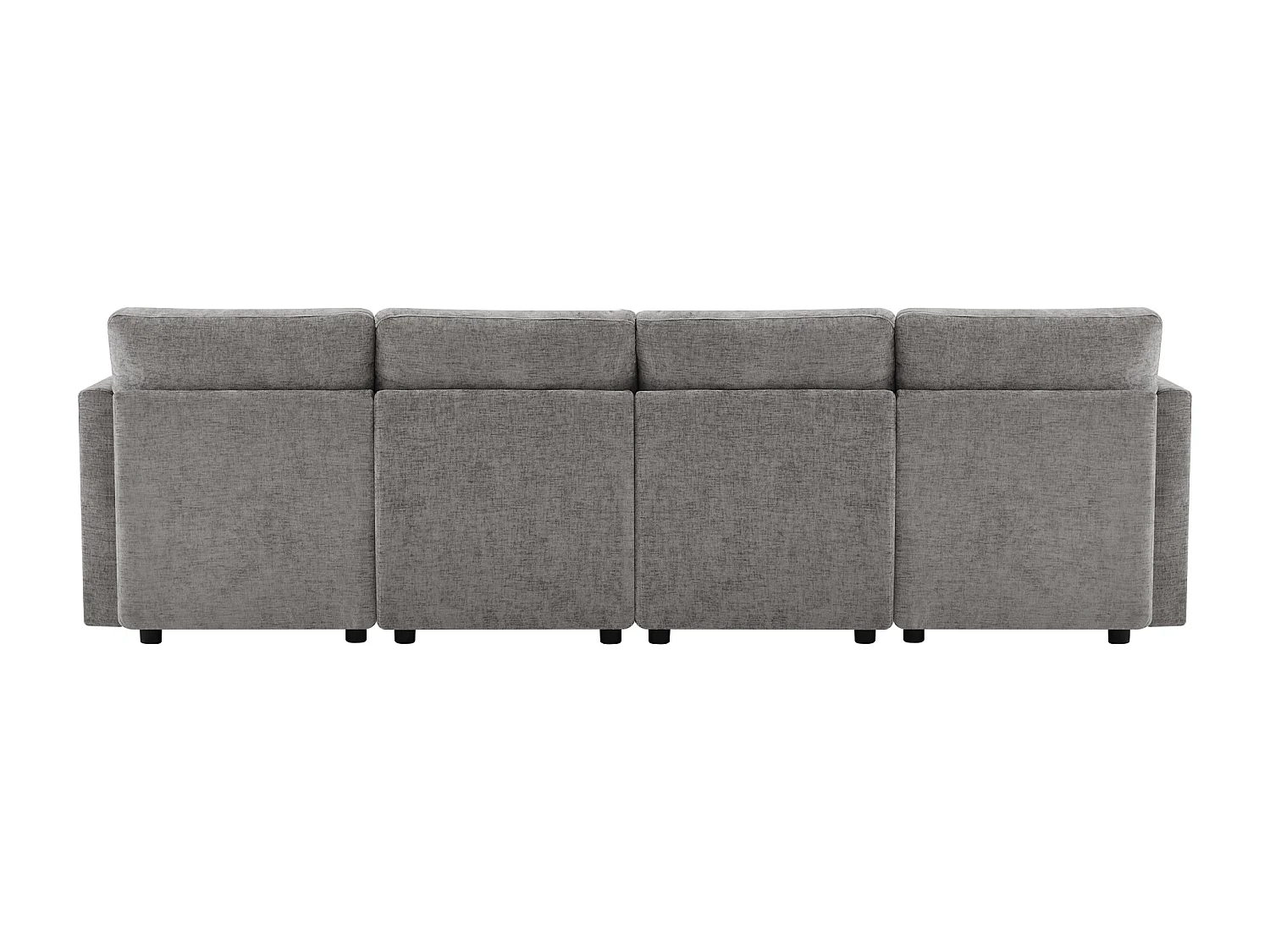 Ensemble canapé 6 places - 284 x 156.5 x 86 cm - avec 2 poufs + accoudoirs réglables + 4 coussins + 2 appuie-têtes - velours - gris
