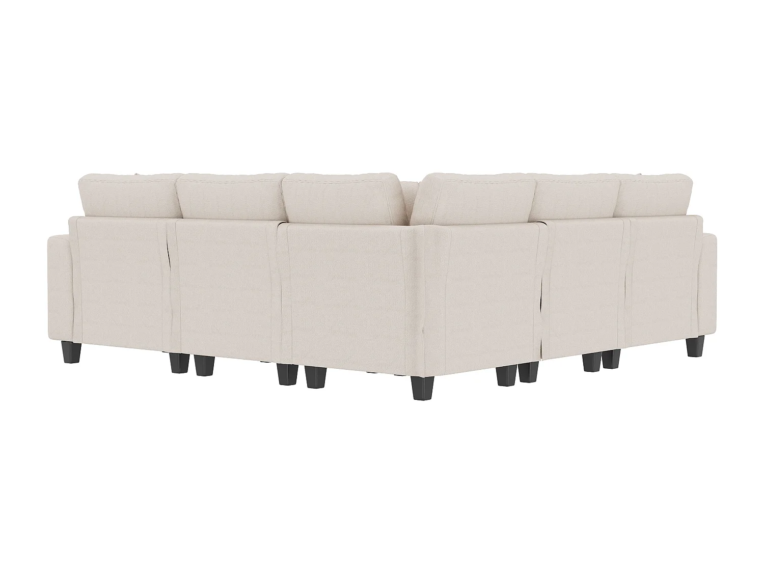 Set di divani angolari modulari a 6 posti - con braccioli a libreria + pouf removibile + USB - ciniglia - beige