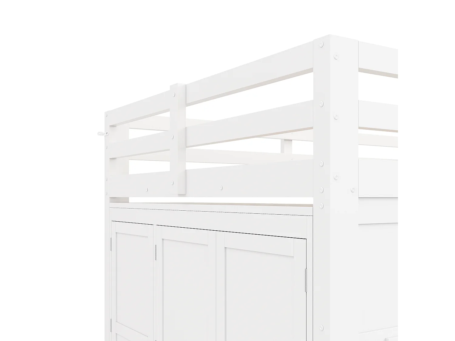 Lit mezzanine pour enfant - 140 x 200 cm - avec armoire intégrée + 2 fenêtres + Leds - MDF + bois - blanc