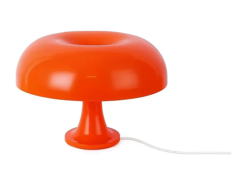 Lampe de Table LED - Champignon Vintage – Abat-Jour Orange Laqué, Style Rétro, USB, Interrupteur Rotatif, Décoration Salon ou Chambre