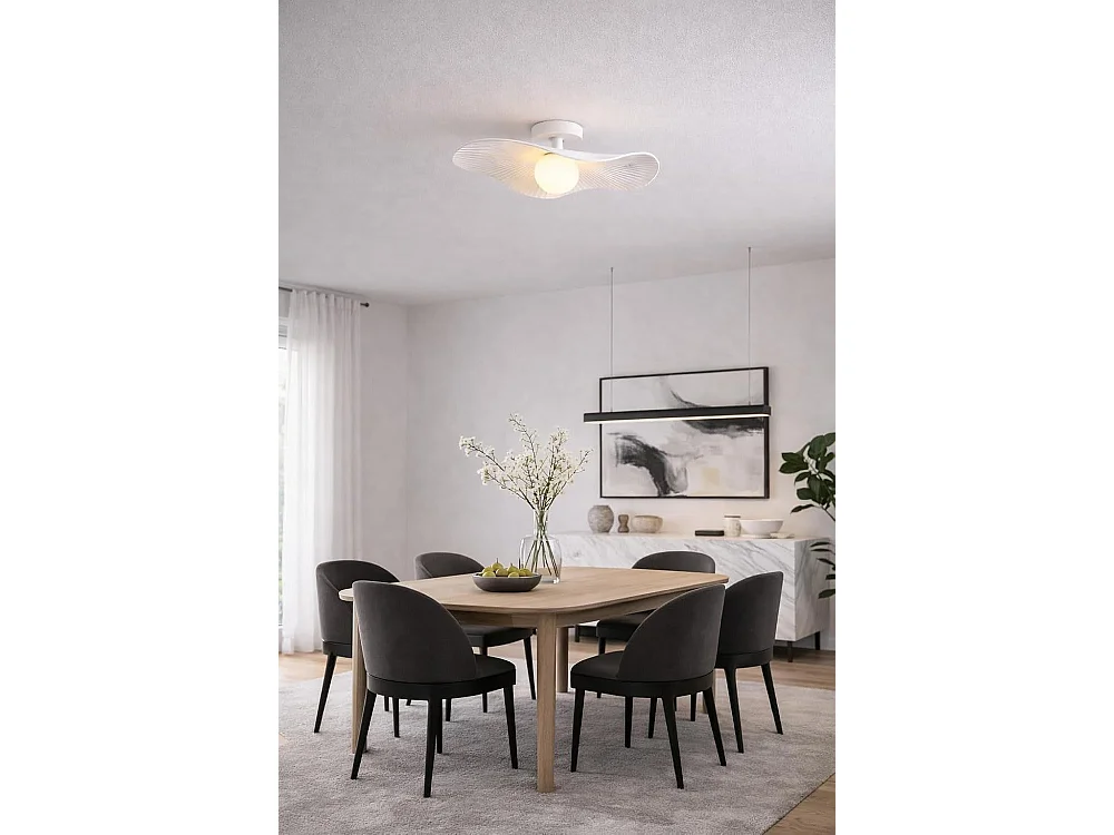 Plafonnier Moderne Design Blanc 50 x 24 cm – Luminaire Plafond LED Minimaliste – Style Contemporain pour Salon, Chambre, Cuisine ou Bureau [Classe énergétique A]