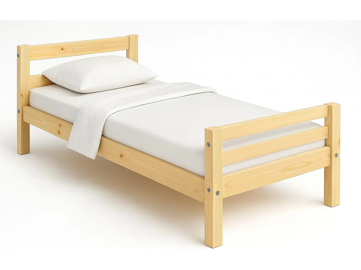 Lit Simple 90 x 190 cm en Bois “Le lit Qui va à l’Essentiel”- Pin Massif - sobriété, solidité et Chaleur Naturelle -Sommier à Lattes Inclus – pour Enfant, ado, Adul