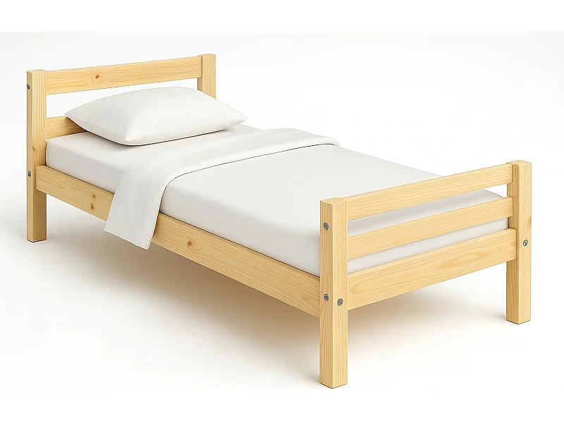 Lit Simple 90 x 190 cm en Bois “Le lit Qui va à l’Essentiel”- Pin Massif - sobriété, solidité et Chaleur Naturelle -Sommier à Lattes Inclus – pour Enfant, ado, Adul
