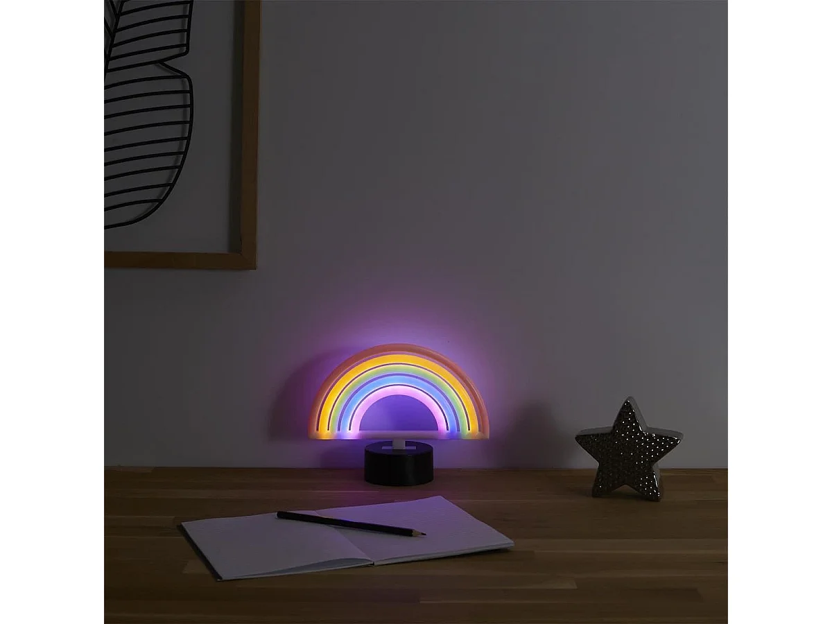 Lampe led effet neon décorative arc-en-ciel sur piles