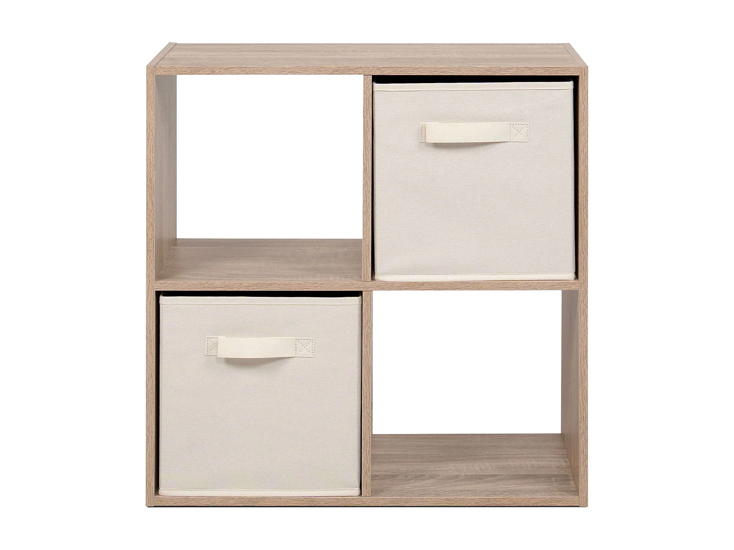 Estante baixa Abril, 2 compartimentos, 2 gavetas, tecido Carvalho Sonoma, bege, 60x60x28cm
