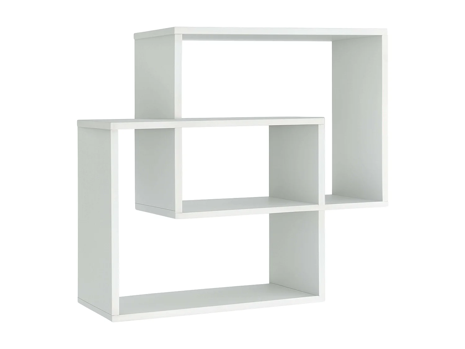 Prateleira de parede Riva, 2 retângulos, melamina branca, 60x60x16 cm