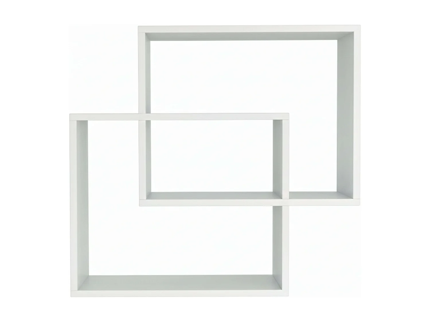 Prateleira de parede Riva, 2 retângulos, melamina branca, 60x60x16 cm