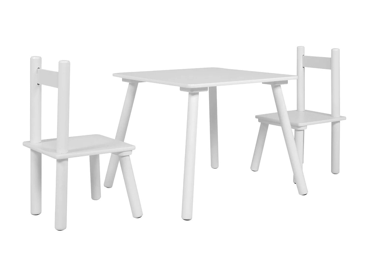 Conjunto infantil Origami, mesa de melamina branca 50x43,5x50cm + 2 cadeiras 26x51x28cm