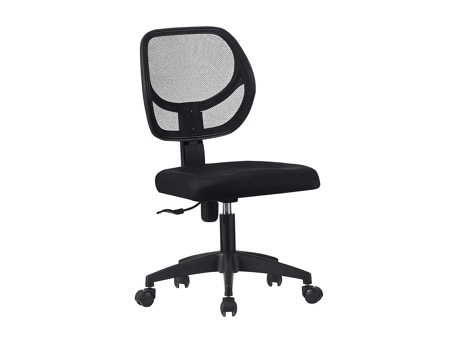 Cadeira de escritório Dinamic preta, em tecido e tela, altura de 87 a 97 cm, 87x62x49 cm