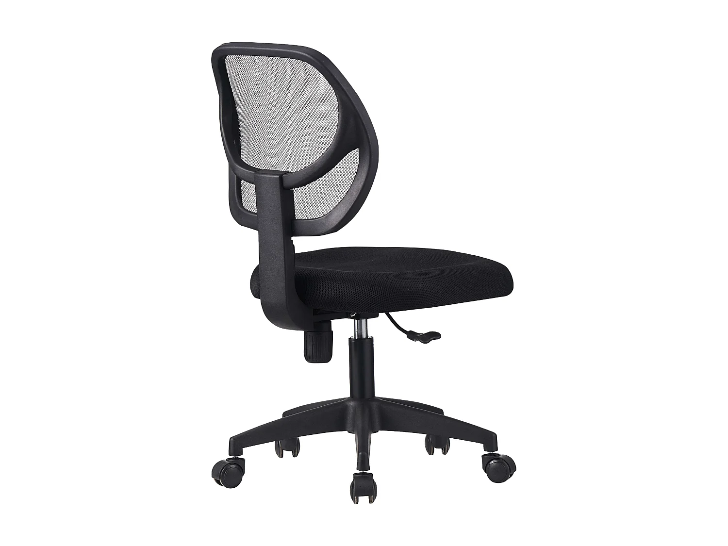 Cadeira de escritório Dinamic preta, em tecido e tela, altura de 87 a 97 cm, 87x62x49 cm