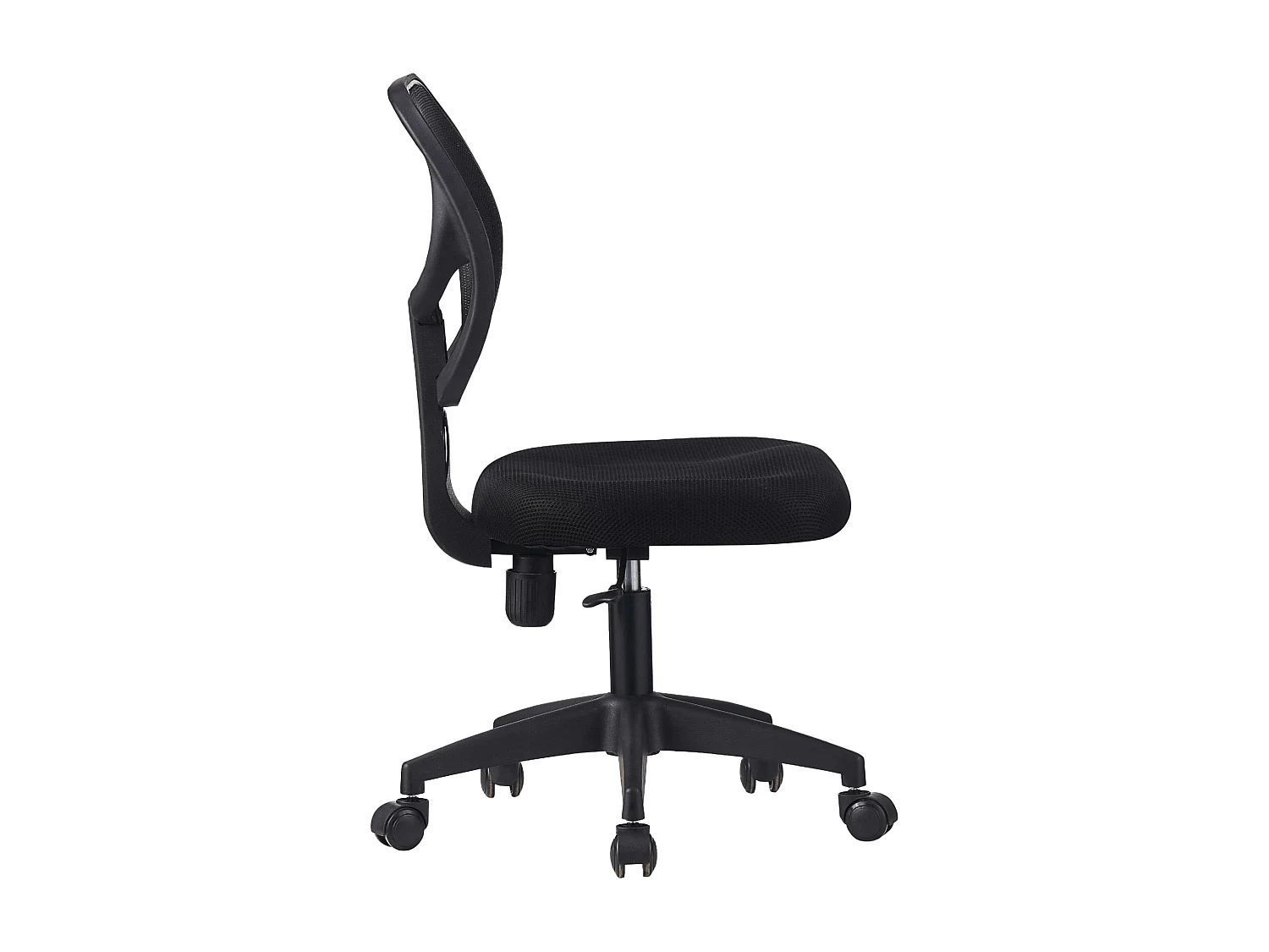 Cadeira de escritório Dinamic preta, em tecido e tela, altura de 87 a 97 cm, 87x62x49 cm