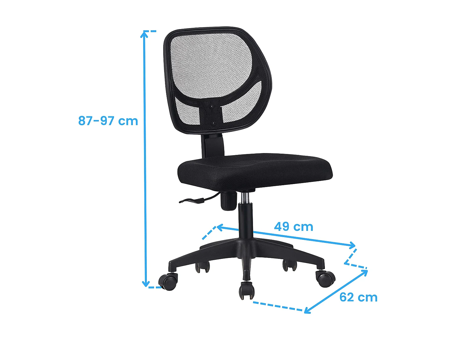 Silla de oficina Dinamic negro tela y malla altura 87 a 97 cm 87x62x49 cm