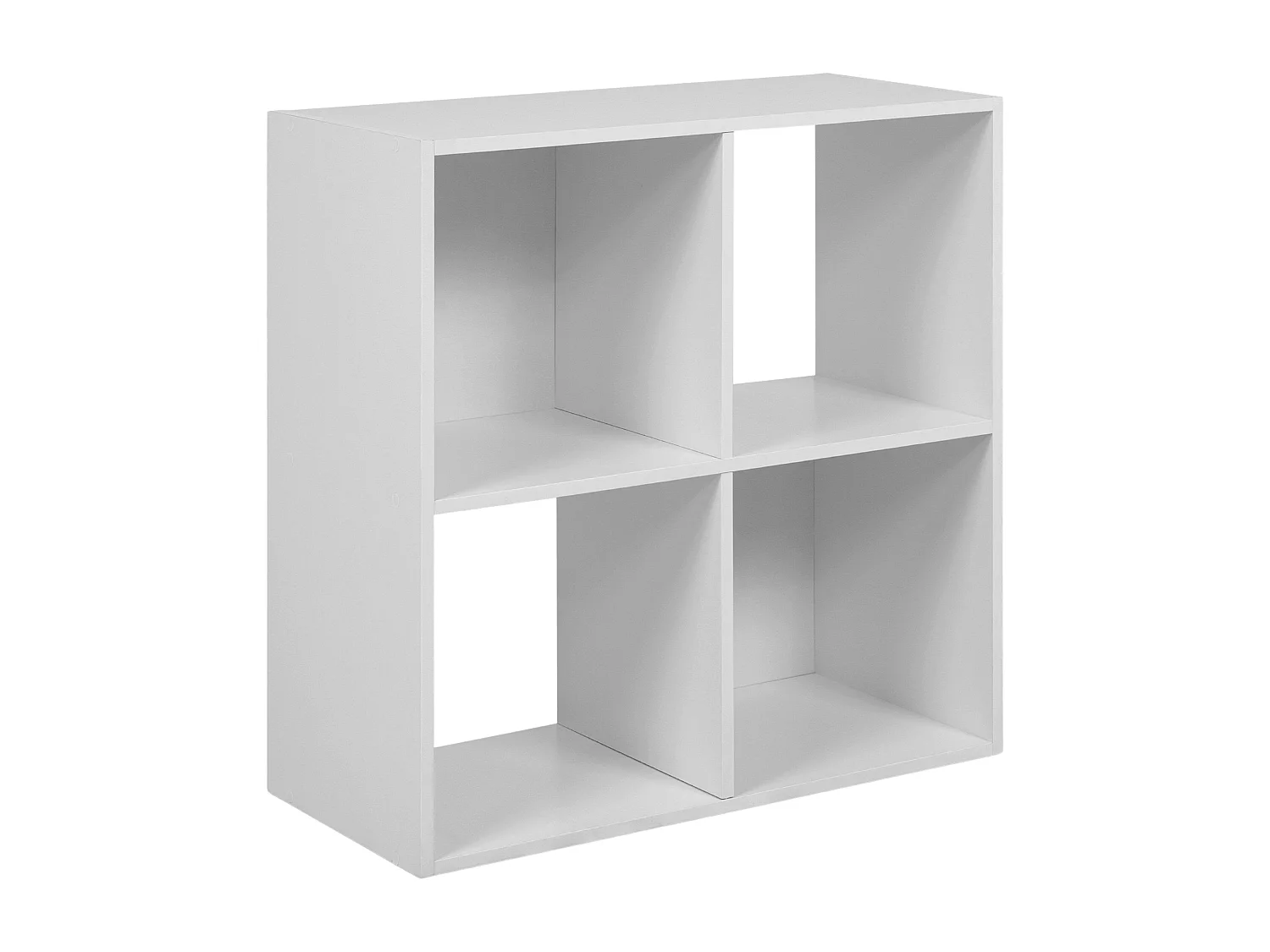 Estante baixa Abril, com 2 compartimentos e 2 gavetas, em tecido branco e cinza, 60x60x28 cm