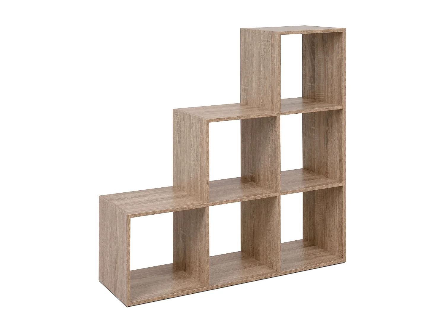 Estante April com 3 gavetas, revestida em tecido, carvalho Sonoma, bege, 89x89x28 cm