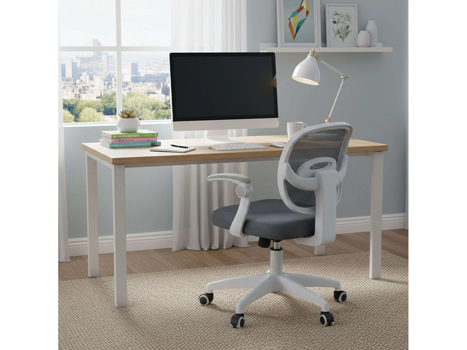 Cadeira de escritório juvenil Blaki na cor cinza, 82x59x48 cm