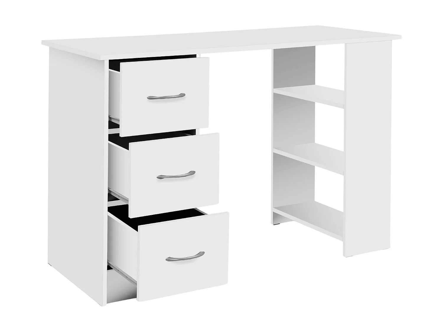 Escritorio Jobbi melamina 3 cajones y 3 estantes blanco 75x115x49 cm