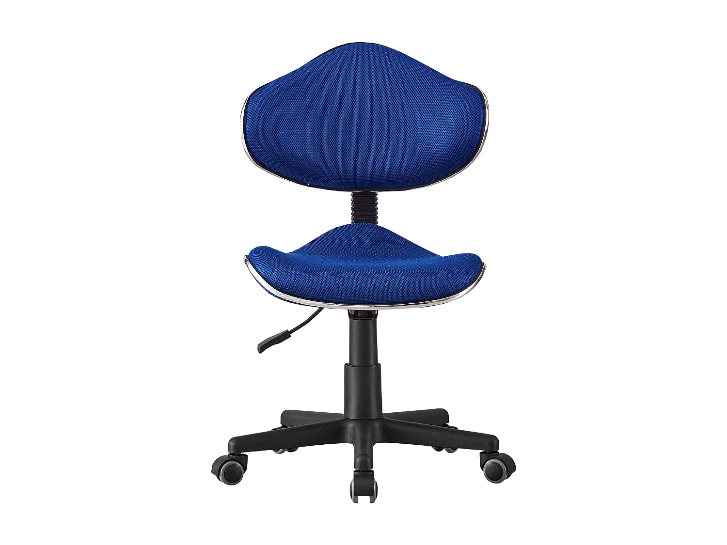 Cadeira de escritório juvenil Bambola azul, estrutura preta, 53x82-94x53 cm