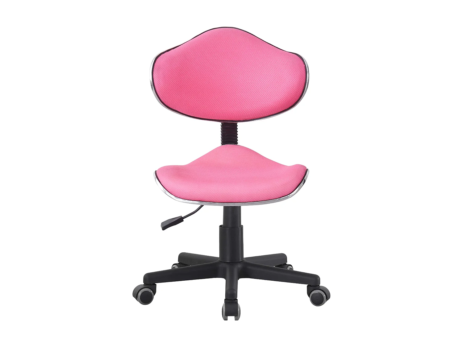 Cadeira de escritório juvenil Bambola, tecido rosa, metal, 53x82-94x53 cm