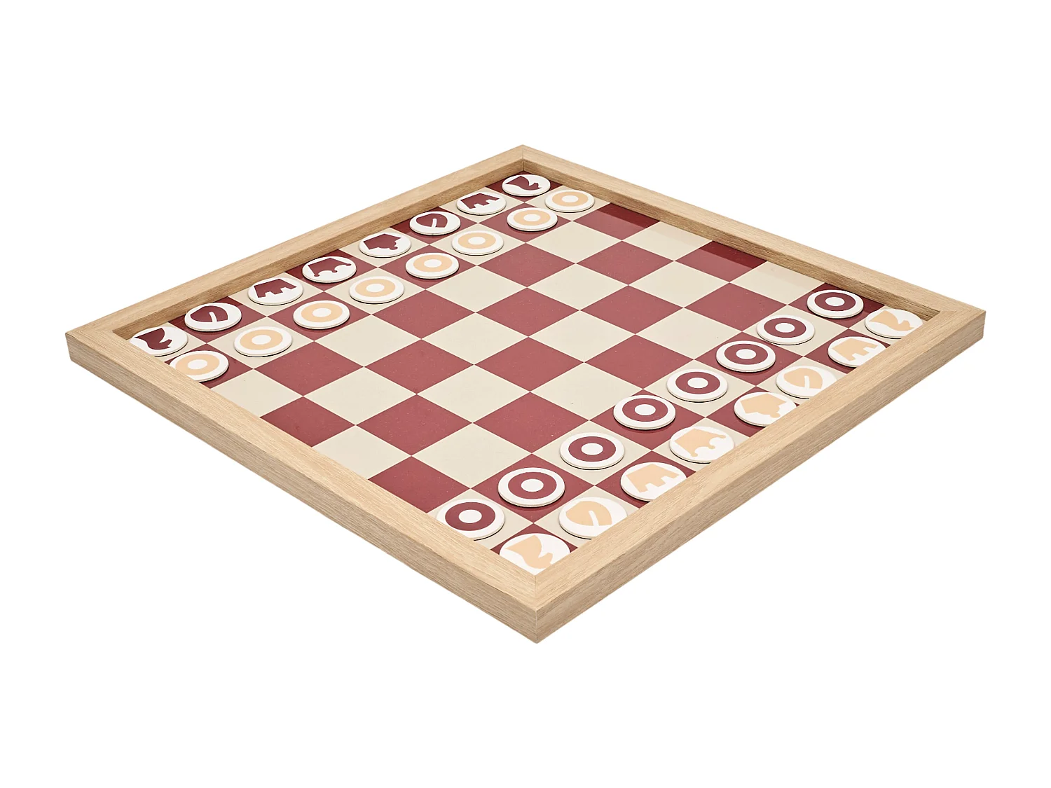 Jeu d'Échecs Mural en Bois Multicolore 40x40 cm – Design Compact et Décoratif