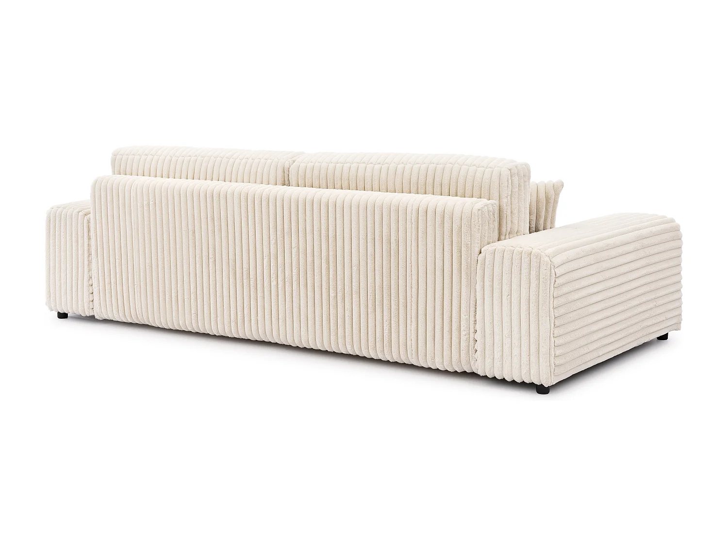 Canapé avec fonction couchage et coffre de rangement en velours côtelé pelucheux beige clair MOLLIS