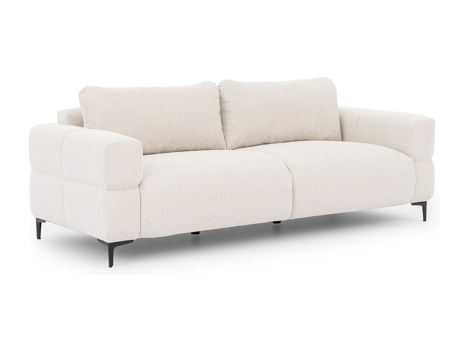 Canapé 3 places au style bubble en tissu structuré crème doux CARDEA