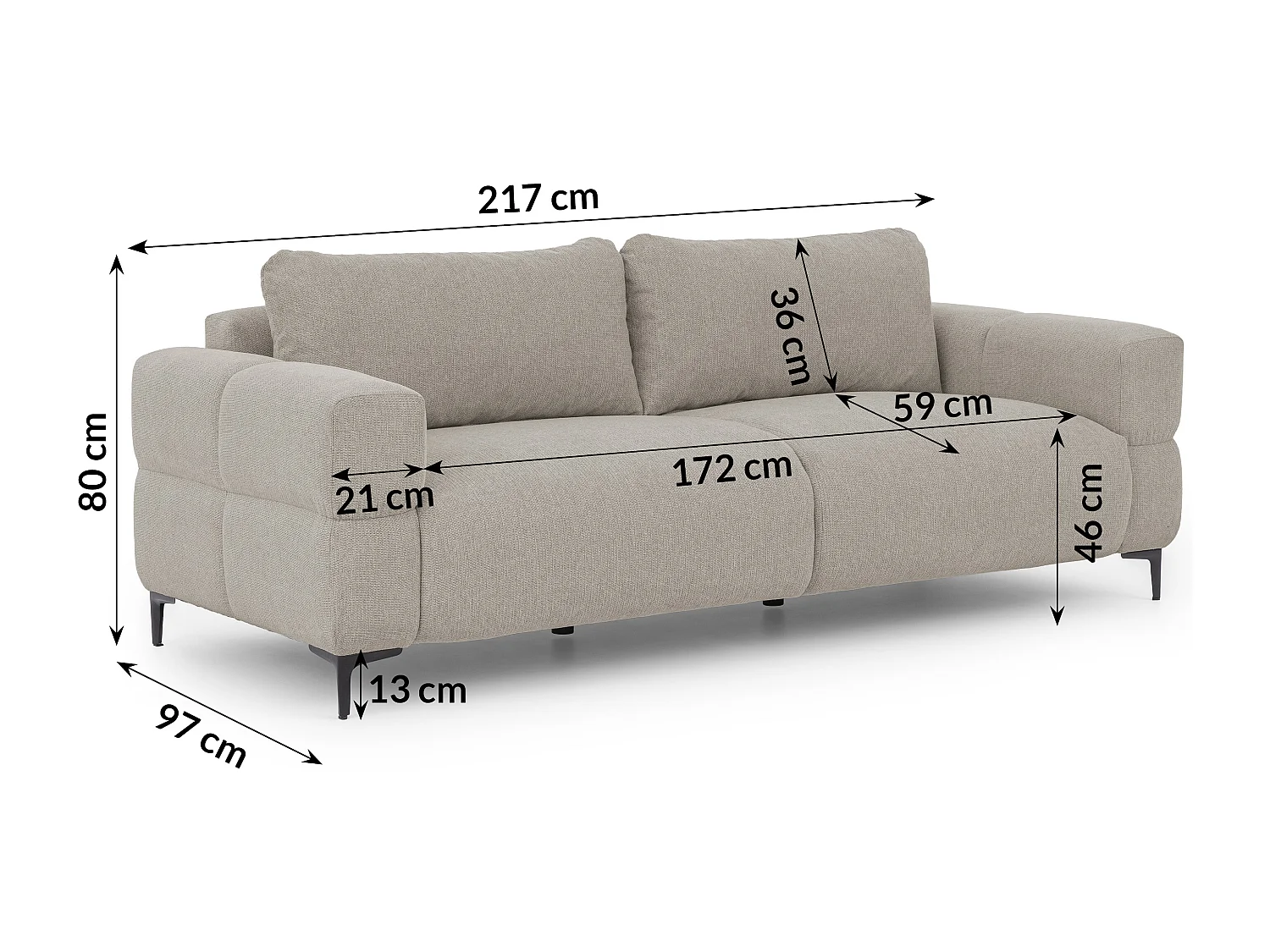 Canapé 3 places au style bubble en tissu structuré taupe doux CARDEA