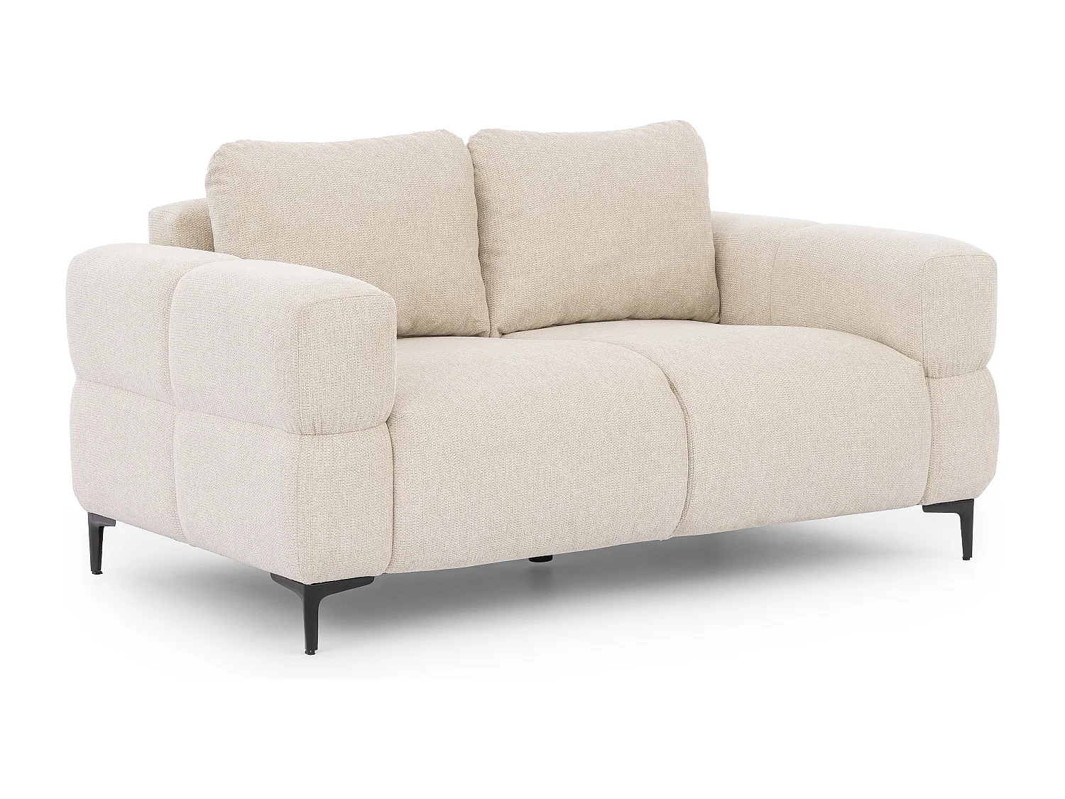 Canapé 2 places au style bubble  en tissu structuré beige clair doux CARDEA