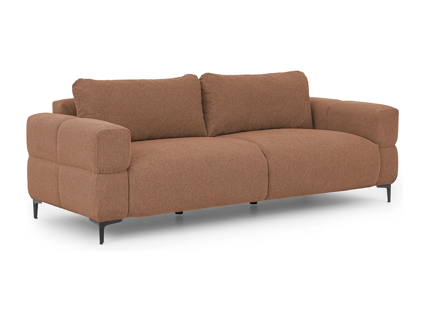 Canapé 3 places au style bubble en tissu structuré terre cuite doux CARDEA