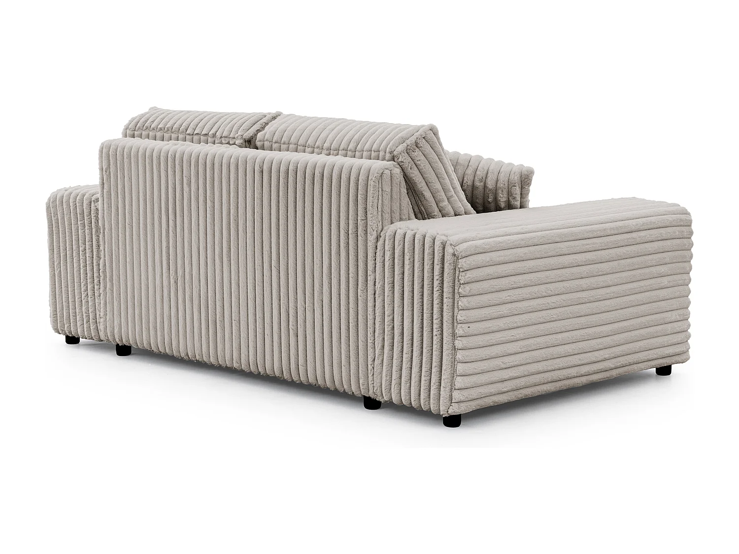 Canapé 2 places en velours côtelé pelucheux gris clair offrant un agréable confort d’assise MOLLIS