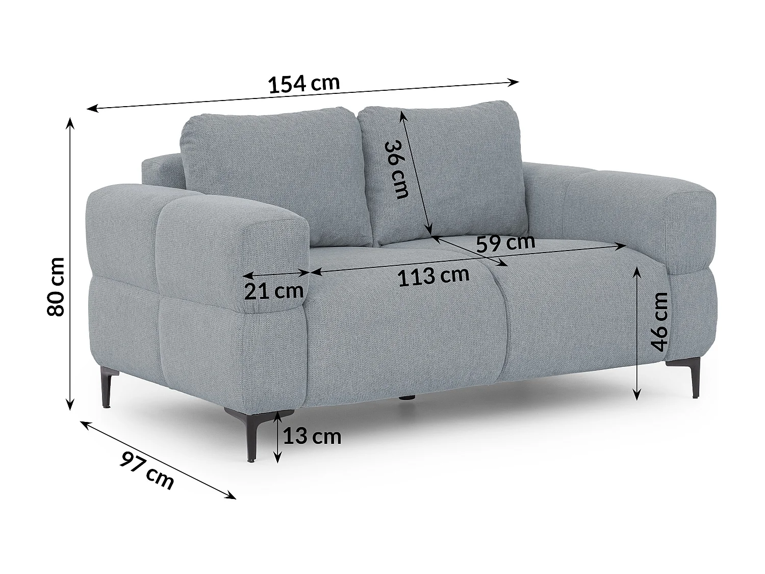 Canapé 2 places au style bubble en tissu structuré gris doux CARDEA