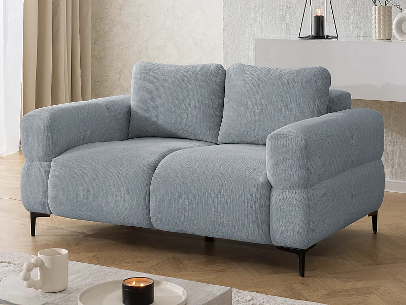 Canapé 2 places au style bubble en tissu structuré gris doux CARDEA