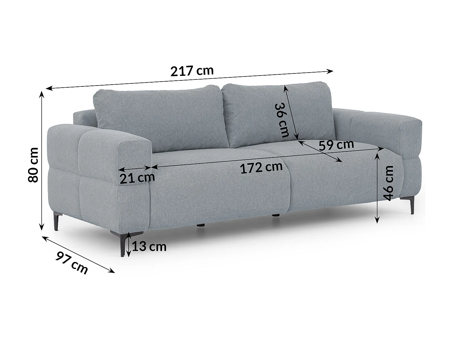 Canapé 3 places au style bubble en tissu structuré gris doux CARDEA
