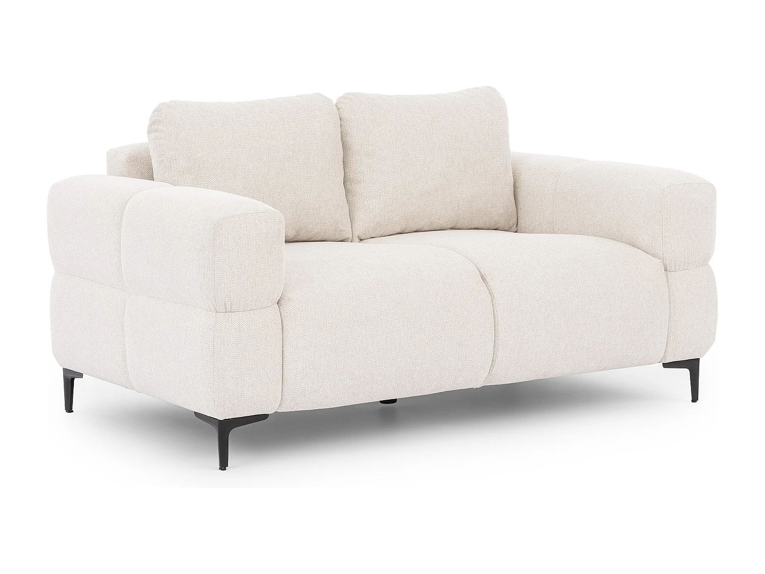 Canapé 2 places au style bubble en tissu structuré crème doux CARDEA