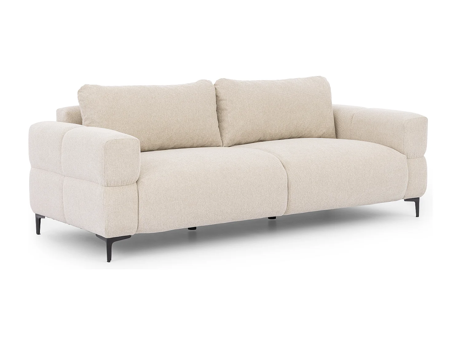 Canapé 3 places au style bubble en tissu structuré beige clair doux CARDEA