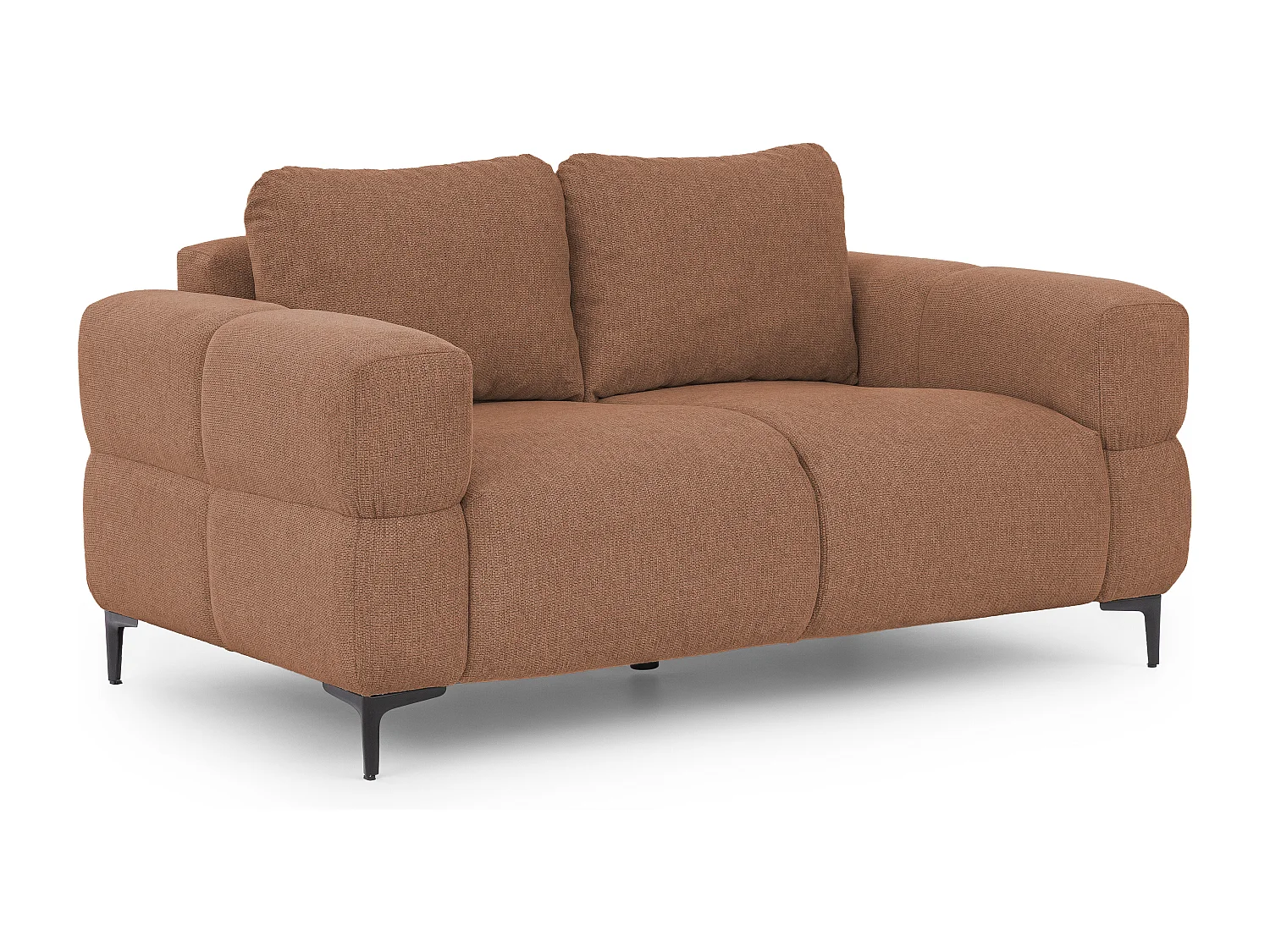 Canapé 2 places au style bubble en tissu structuré terre cuite doux CARDEA