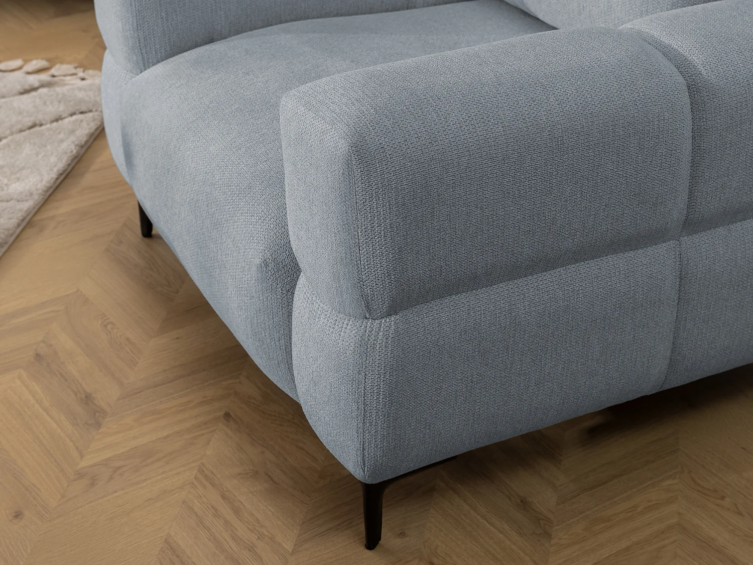 Ensemble de canapés 2+1 (2 places et fauteuil) au design bubble en tissu texturé doux de couleur gris CARDEA