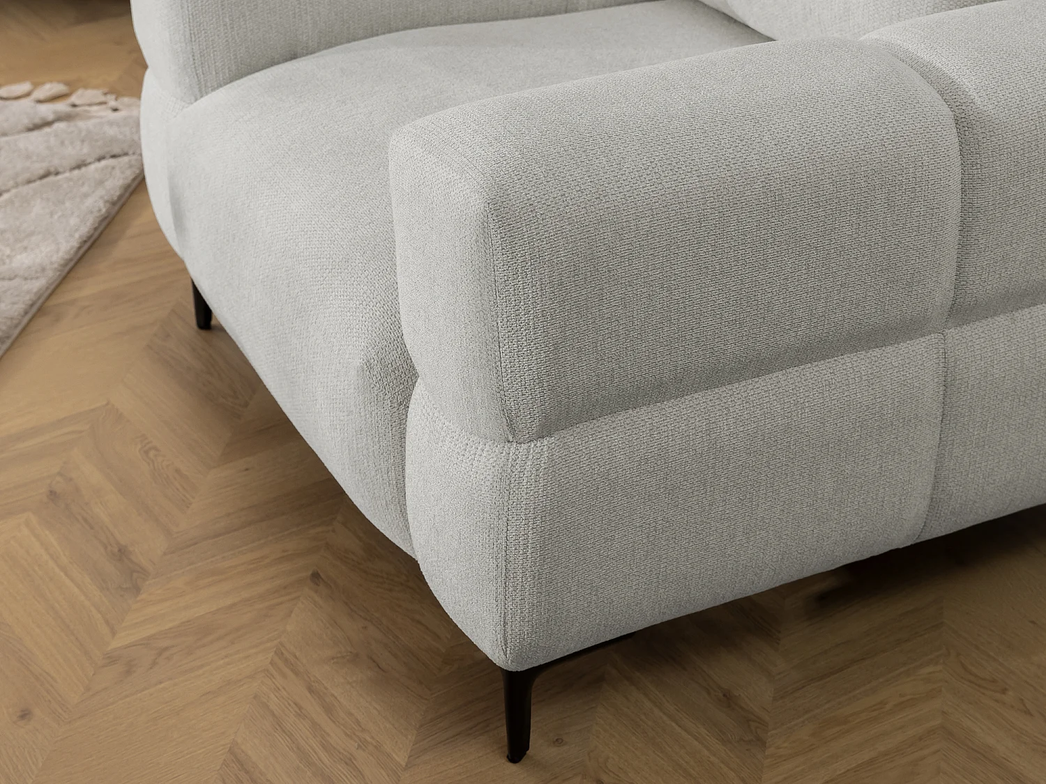 Ensemble de canapés 3+2+1 (3 places, 2 places et fauteuil) au design bubble en tissu texturé doux de couleur gris clair CARDEA