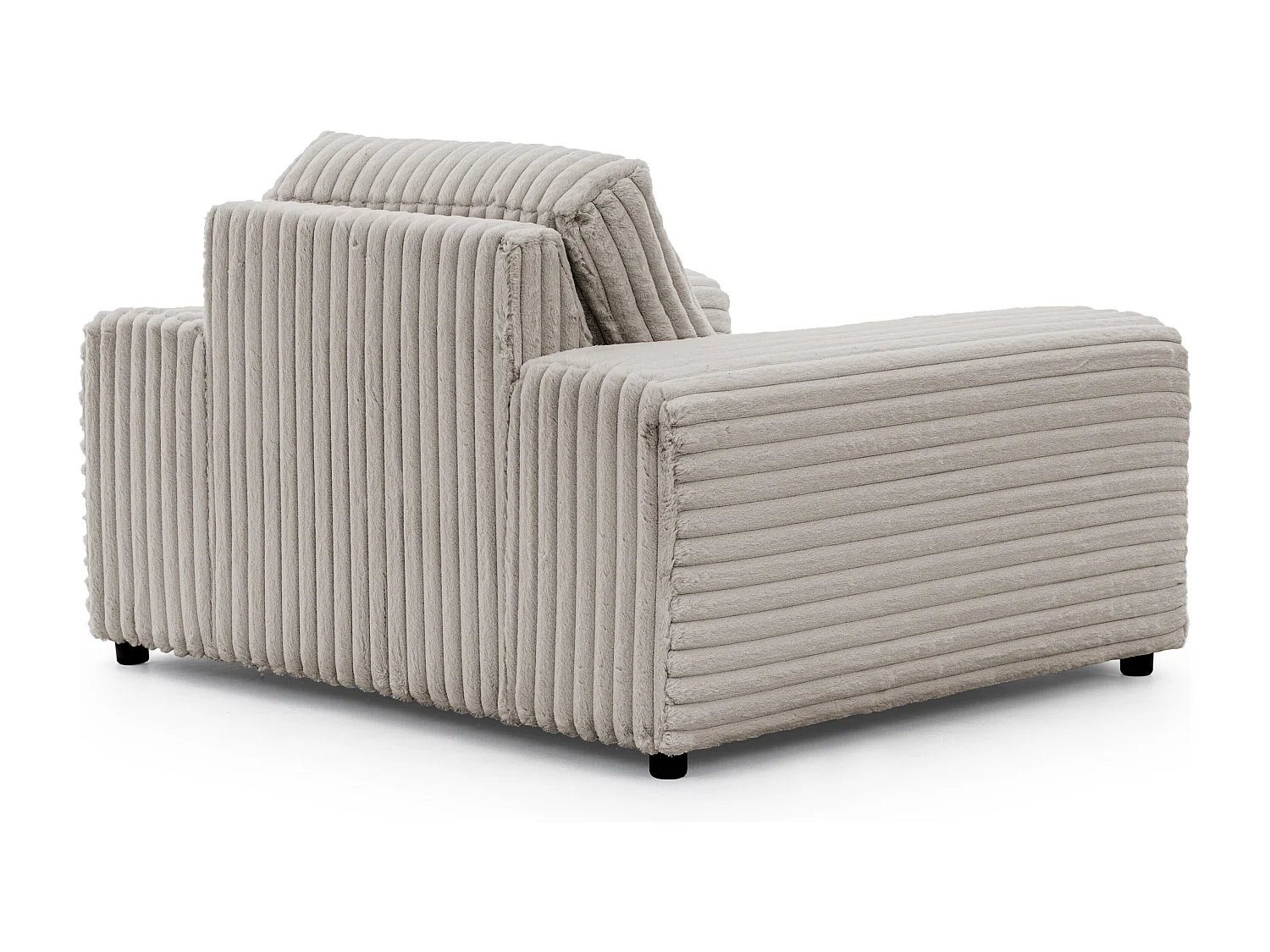 Fauteuil en velours côtelé pelucheux gris clair offrant un agréable confort d’assise MOLLIS