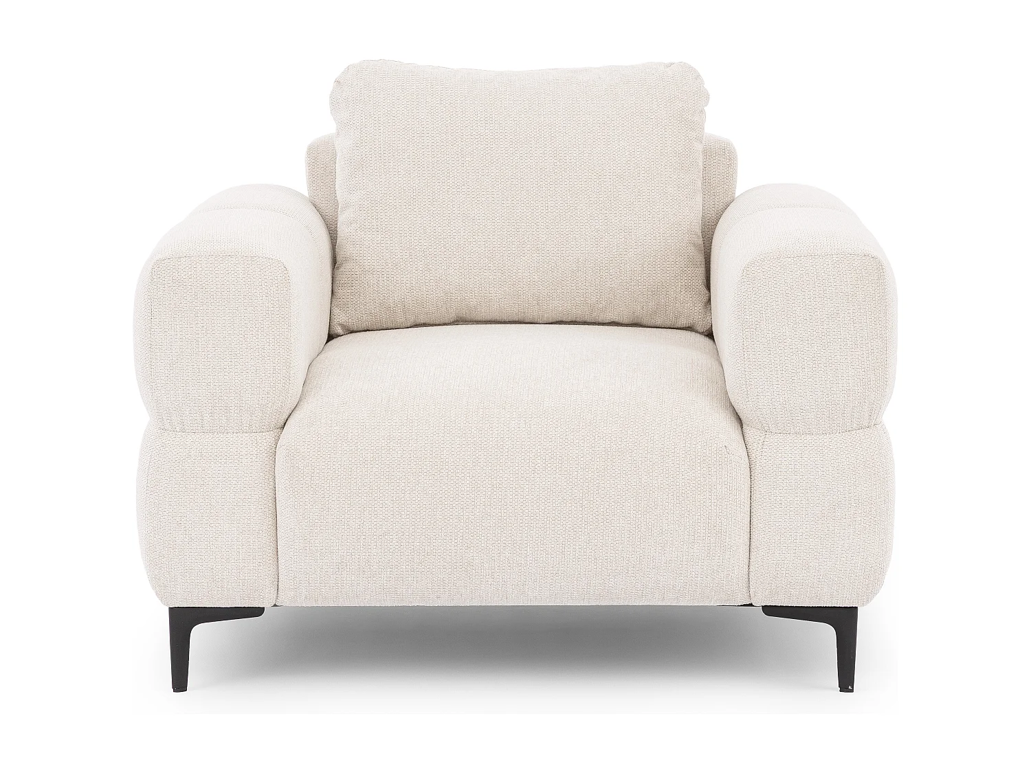 Fauteuil au design bubble en tissu texturé doux de couleur crème, offrant un grand confort d’assise CARDEA