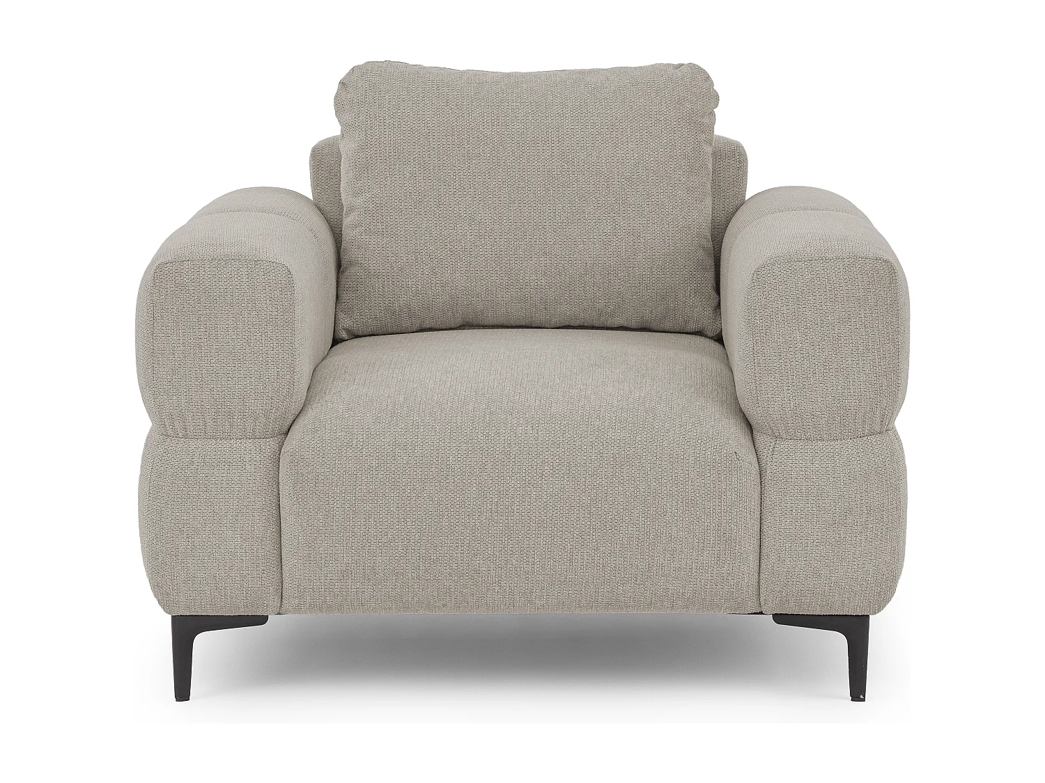 Fauteuil au design bubble en tissu texturé doux de couleur taupe, offrant un grand confort d’assise CARDEA