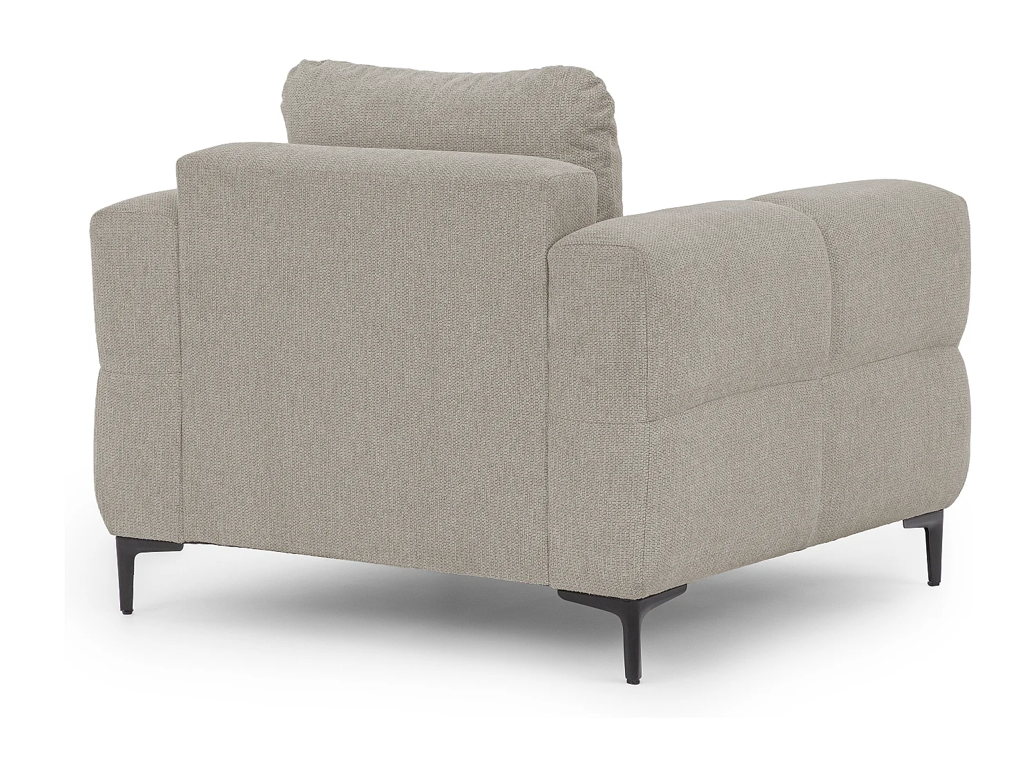 Fauteuil au design bubble en tissu texturé doux de couleur taupe, offrant un grand confort d’assise CARDEA