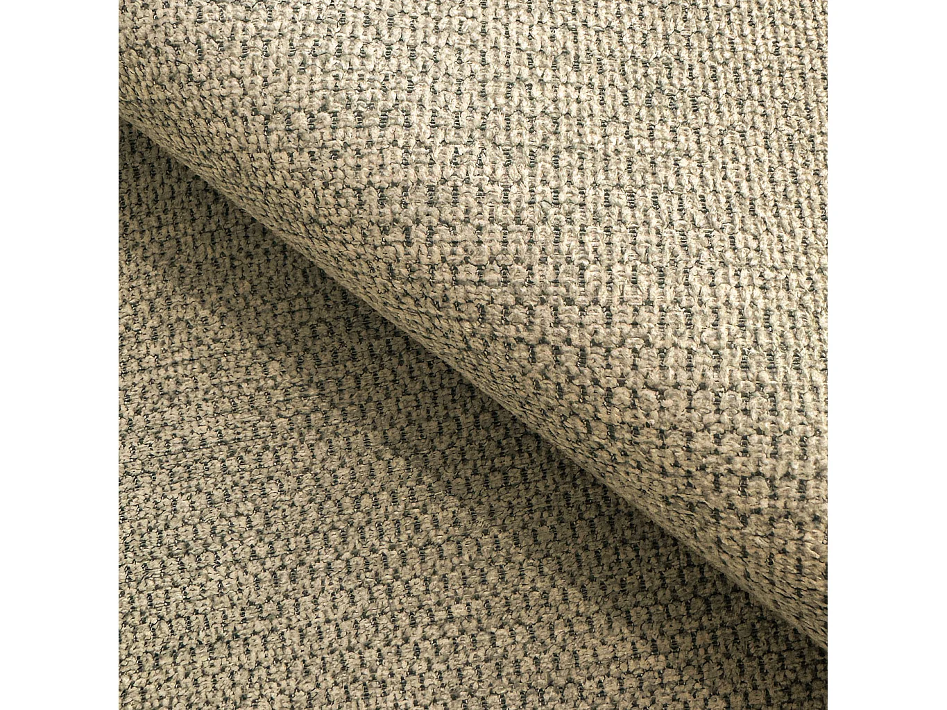 Fauteuil au design bubble en tissu texturé doux de couleur taupe, offrant un grand confort d’assise CARDEA