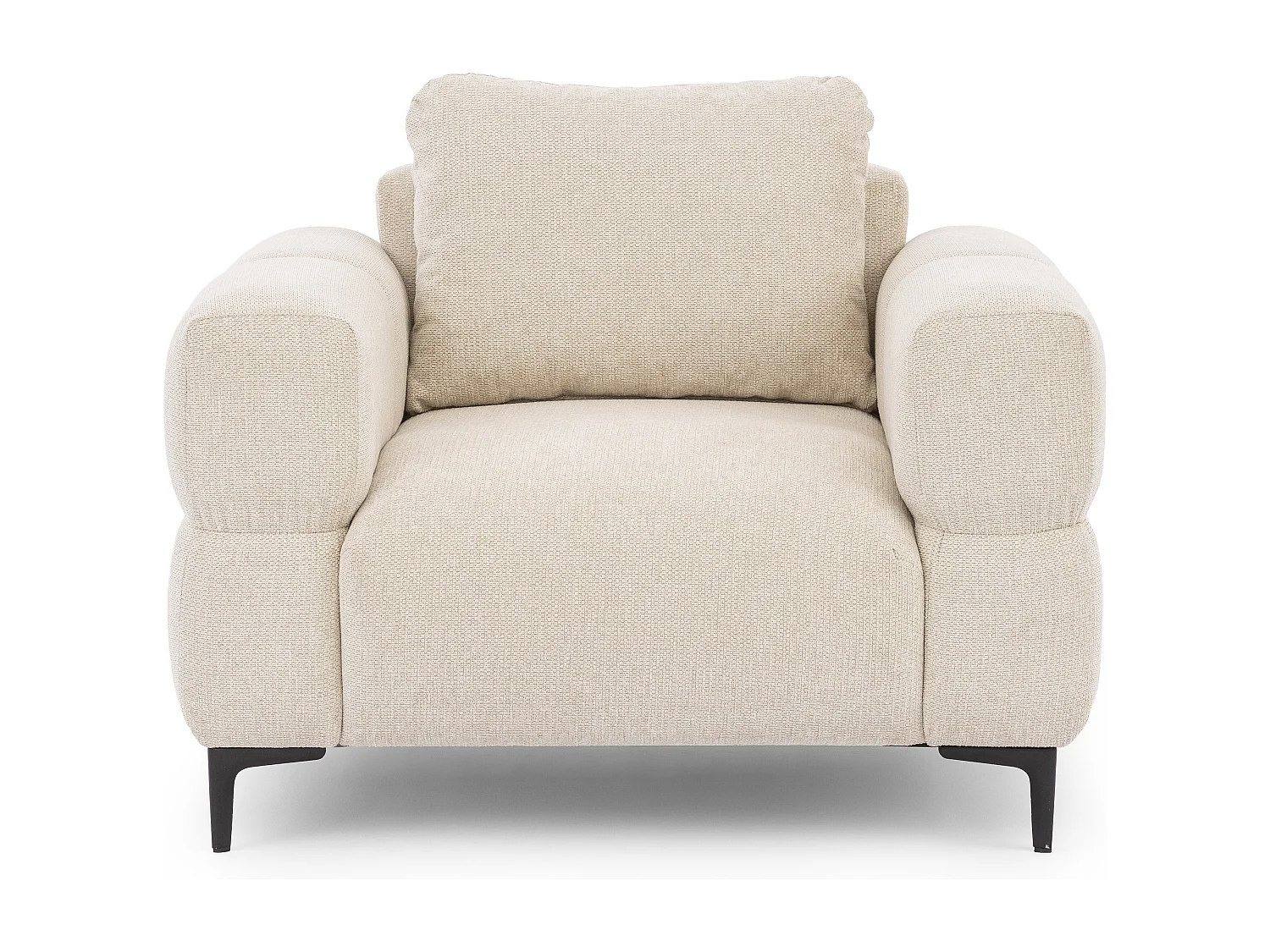 Fauteuil au design bubble en tissu texturé doux de couleur beige clair, offrant un grand confort d’assise CARDEA