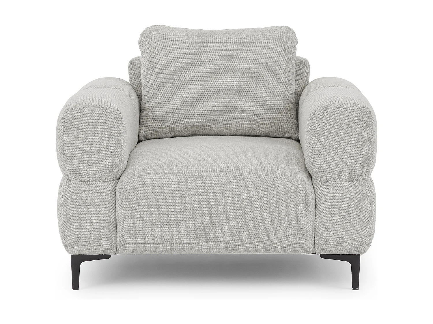 Fauteuil au design bubble en tissu texturé doux de couleur gris clair, offrant un grand confort d’assise CARDEA